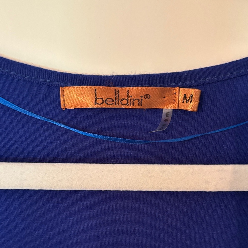 Bellini Blue Top with Grommet Detail, 3/4 Sleeve Asymmetric Hem size M - Picture 2 of 9